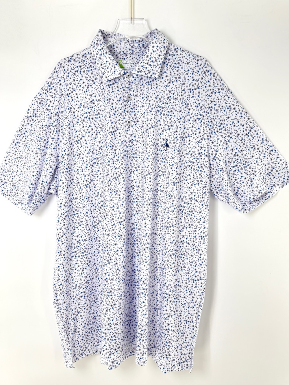 Tailor Byrd Ditsy Floral Performance Polo Golf Shirt White Blue Men's  Size XL - Picture 4 of 17